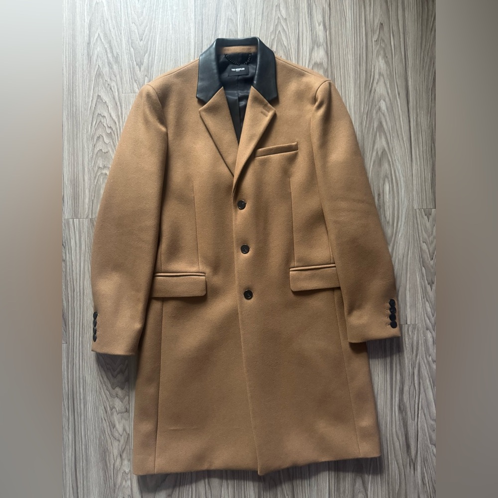 THE KOOPLES Leather Collar Camel Wool Coat